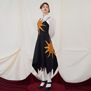 咖沫原创复古礼服裙重工刺绣背带裙设计感高腰修身 大摆连衣裙秋冬