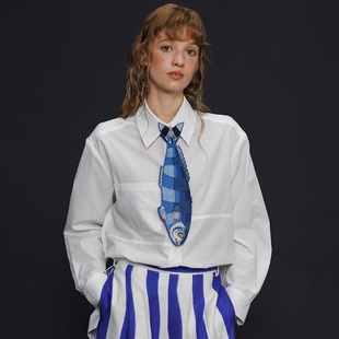 camoooni 重工刺绣小众复古刺绣卡布里蓝鱼领带配饰礼品个性领结