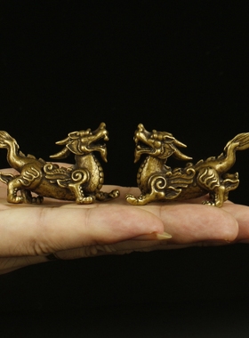 吉祥黄铜麒麟貔貅摆件招财送福