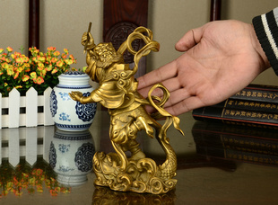 全铜魁星点斗摆件独站鳌头家用办公室书房桌面装饰品魁星踢斗铜像