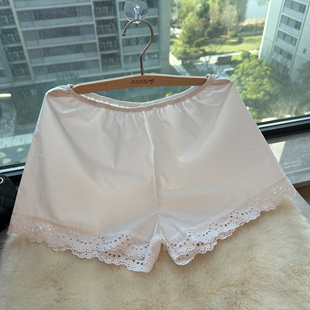 2025新款纯棉绣花边安全裤女士防走光打底裤薄款不透白色