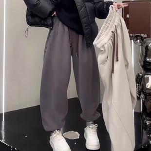休闲百搭抽绳束脚灯笼裤 欧货大码 宽松哈伦裤 加绒卫裤 2024秋冬新款