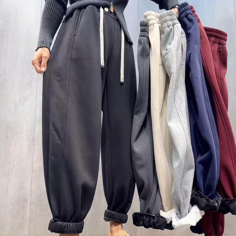 欧货加绒卫裤女2024秋冬新款高腰哈伦裤抽绳百搭宽松大码灯笼裤子,女装/女士精品,卫裤,淘宝优惠券,粉丝福利购,淘宝优惠卷