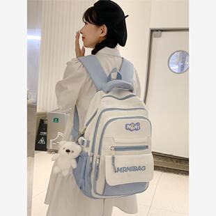 减压书包女生初中生大容量高颜值小学生五六年级耐用防水黑白双肩
