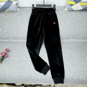 加厚小个子橡筋腰九分裤 秋冬款 高弹力束脚裤 黑色金丝绒休闲裤 S码