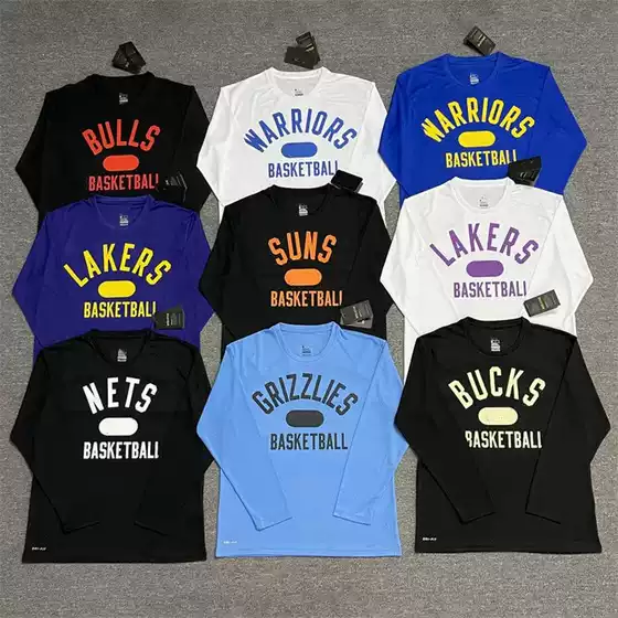 Basketball Long-Sleeved Men's American-Style Training Uniform Quick-Drying Lakers Warriors Suns Clippers Shooting Game Uniform Jersey T-Shirt