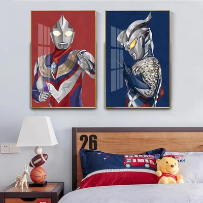 高级感奥特曼儿童房装饰画可定制