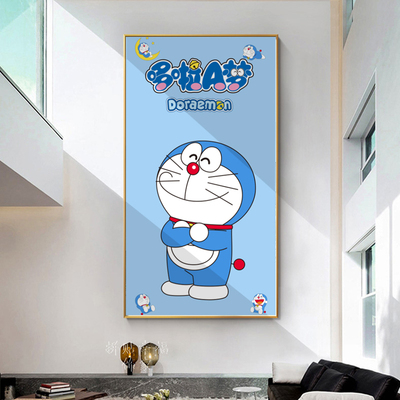 卡通机器猫玄关装饰画轻奢可定制
