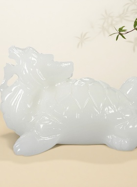 天然白玉龙龟吉祥物摆件玉石长寿龟家居客厅办公室酒柜装饰品摆设