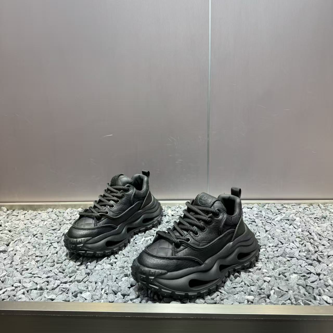男鞋秋冬加绒老爹鞋厚底运动休闲