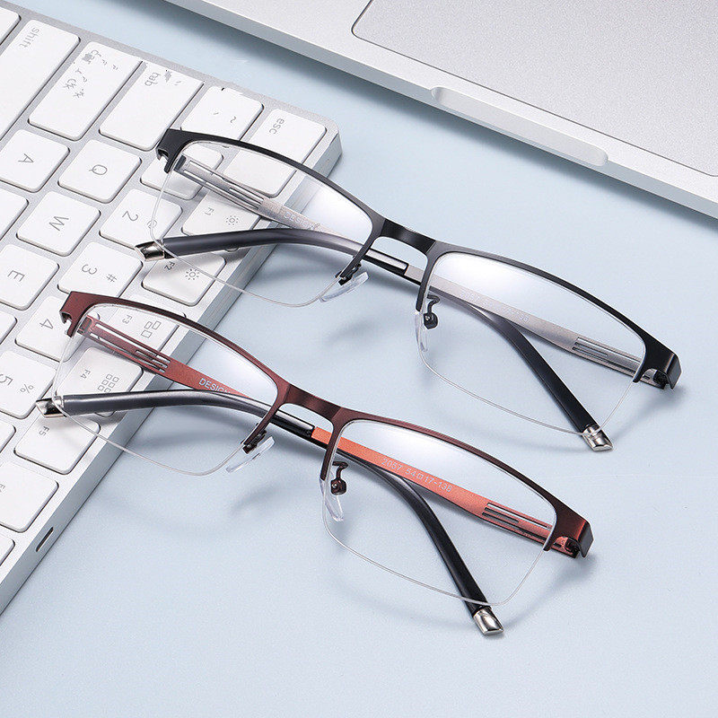 商务半框近视眼镜架金属质感斯文防蓝光辐射平镜学生配变色近视镜,ZIPPO/瑞士军刀/眼镜,眼镜架,淘宝优惠券,粉丝福利购,淘宝优惠卷