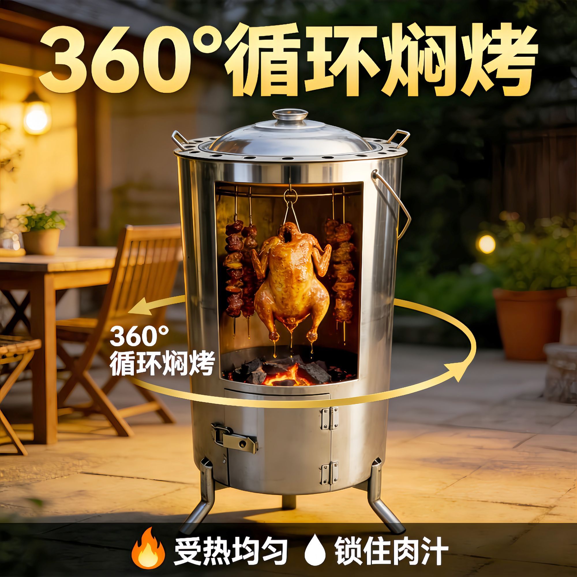 可视温控柴火烤鸡炉不锈