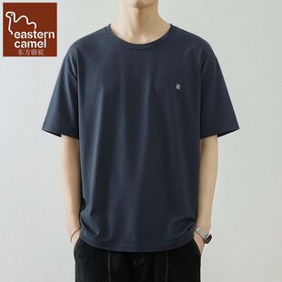男装 加肥大号休闲t恤衫 胖子宽松圆领短袖 男式 夏薄款 东方骆驼大码