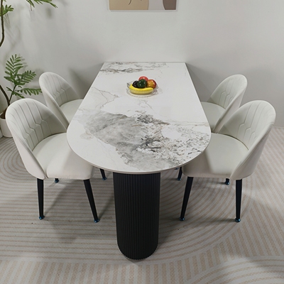 岩板半圆岛台餐桌一体家用小户型轻奢现代简约意式新款餐桌椅