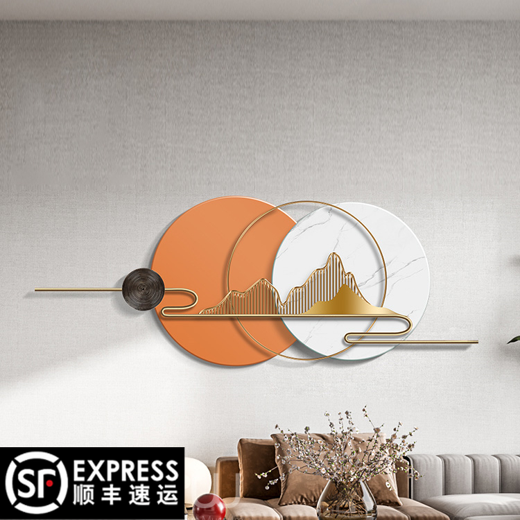 新中式客厅墙面装饰挂件壁挂山影壁饰创意铁艺新房沙发背景墙装饰,家居饰品,壁饰,淘宝优惠券,粉丝福利购,淘宝优惠卷