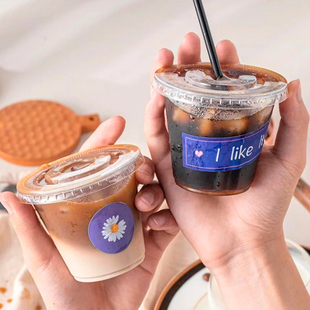 一次性迷你奶茶杯PET塑料dirty咖啡拿铁冷饮高透防漏网红外带打包