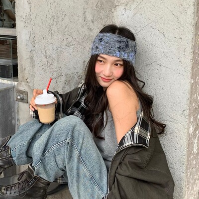 韩系复古羊毛混纺针织发带发箍女