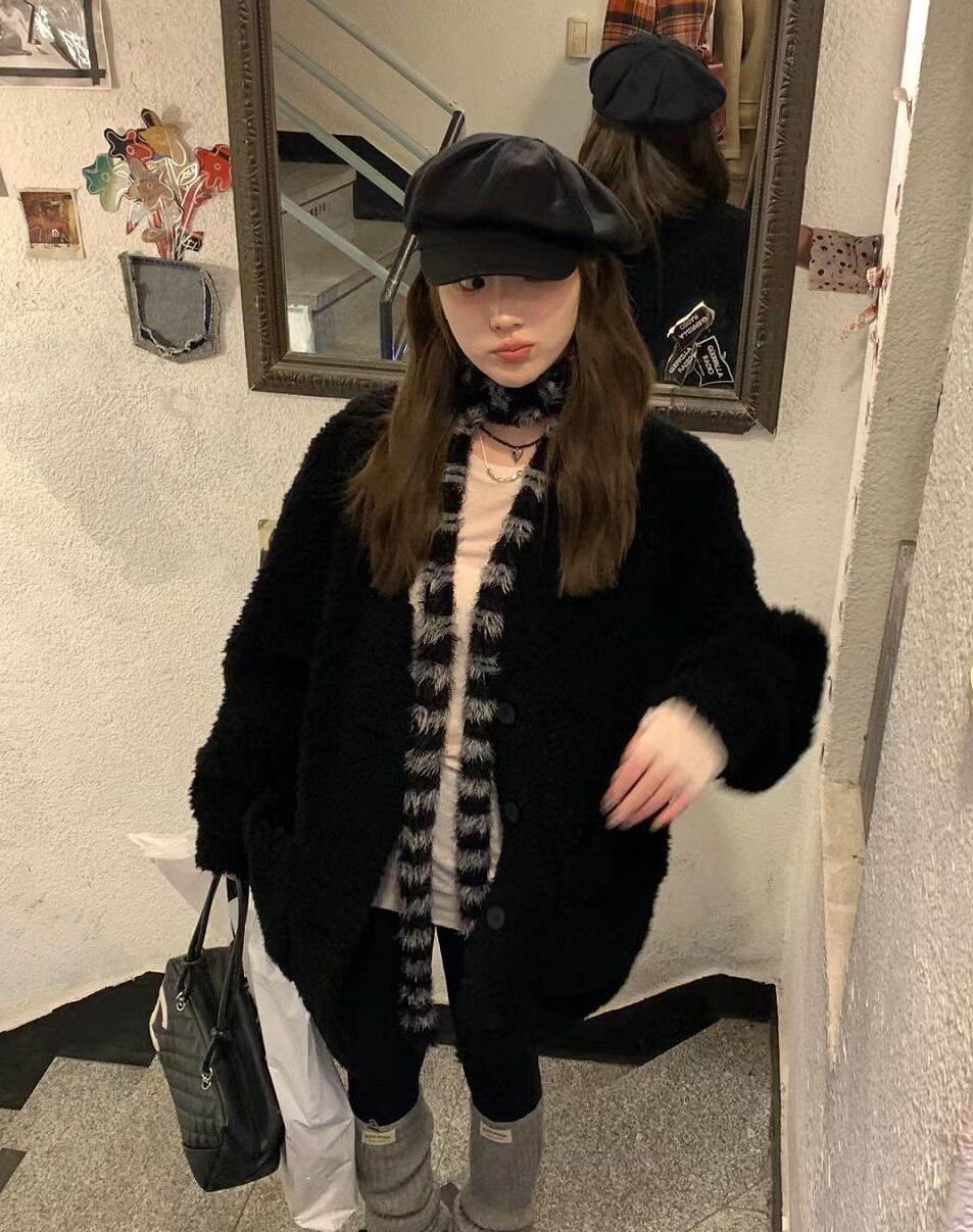 日系原宿风秋冬条纹细长男女围巾