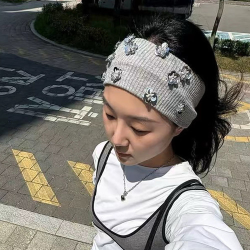 韩国高级感珠片花朵发箍气质发带