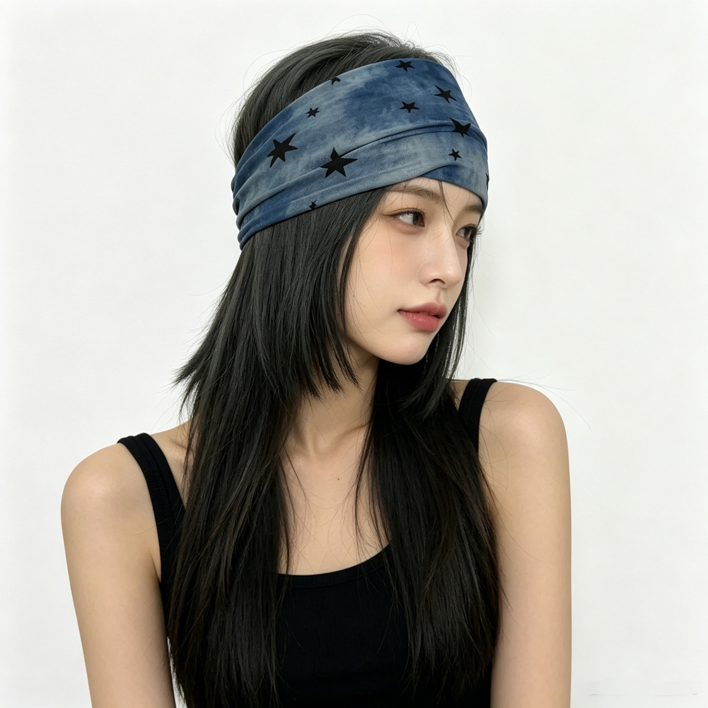 日韩y2k辣妹星星原宿发带女夏季薄款透气网纱头巾时尚发箍头饰潮