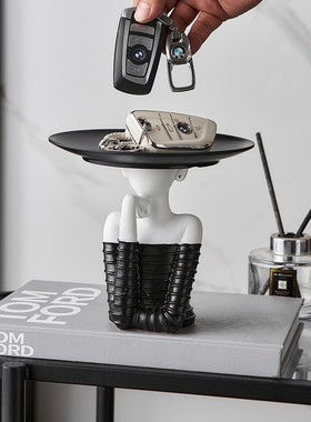 EON ART中古风玄关钥匙首饰收纳托盘摆件入户门口装饰品高级感