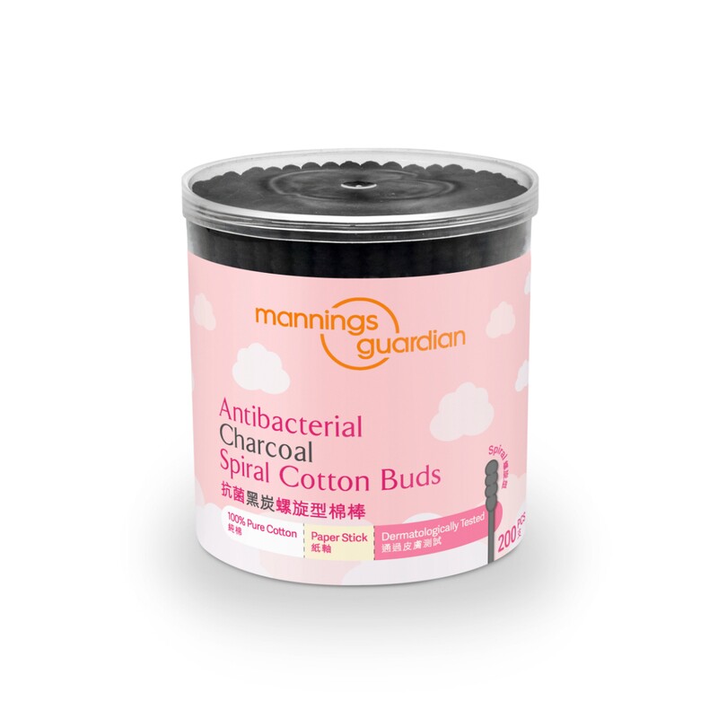 澳门代购 香港Mannings万宁螺旋型棉棒 黑色 白色200支 棉签