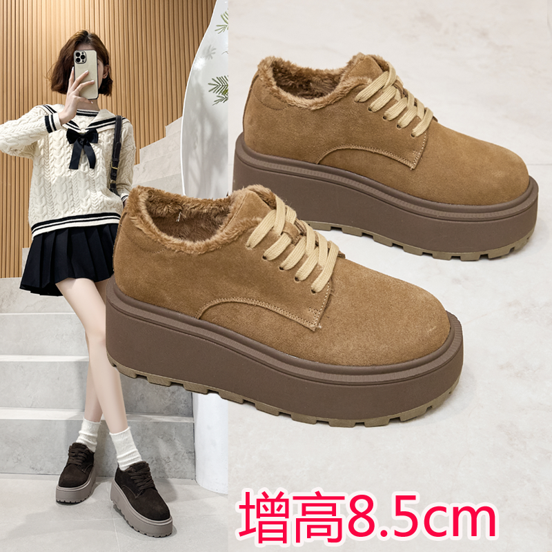 小码女鞋313233松糕厚底单鞋加绒