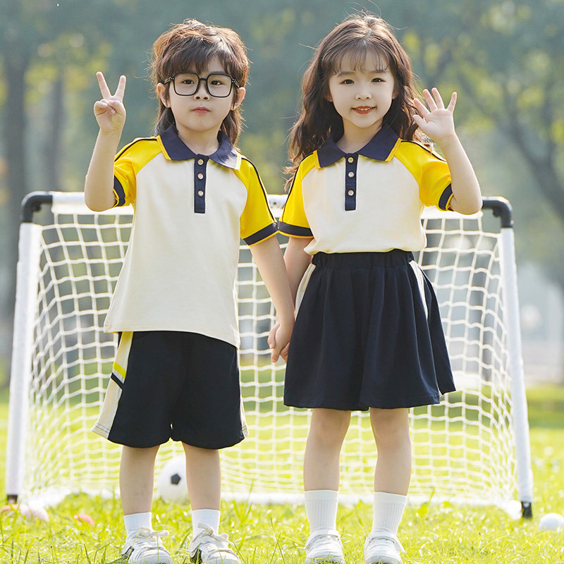 幼儿园园服夏装小学生班服儿童校服夏季纯棉套装运动服毕业照短袖