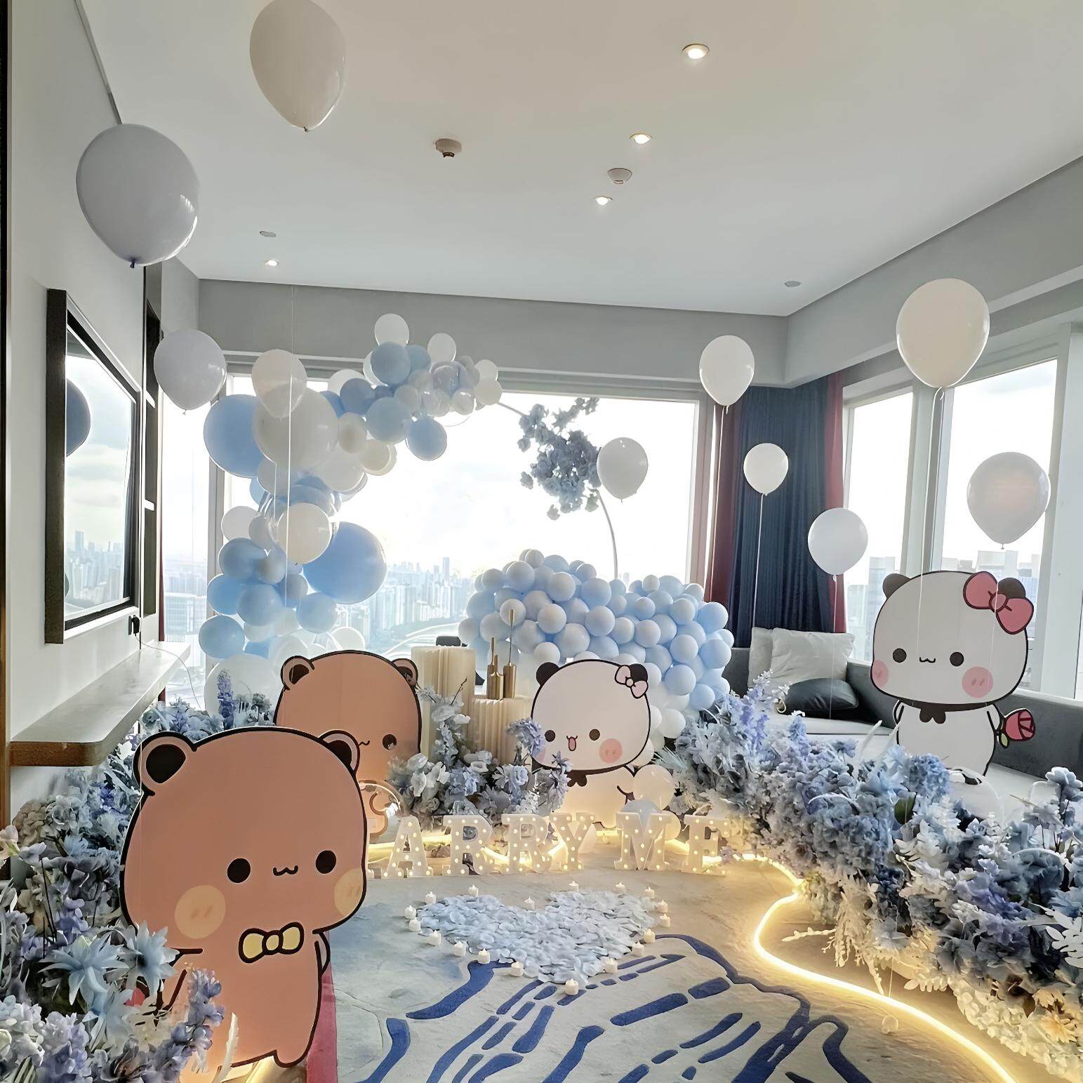 一二布布主题造型展板求婚室内布置告表白卡通气球定制背景墙kt板