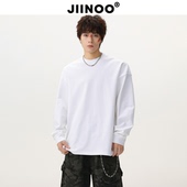 t恤男女简约纯色打底衫 JIINOO香味微胶囊基础款 圆领boxy长袖