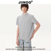 JIINOO肌理感Boxy短宽t恤男女静奢cleanfit潮牌宽松高智感短袖 潮