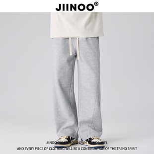 潮牌宽松休闲直筒阔腿运动长裤 男美式 子 重磅弯刀卫裤 JIINOO新款