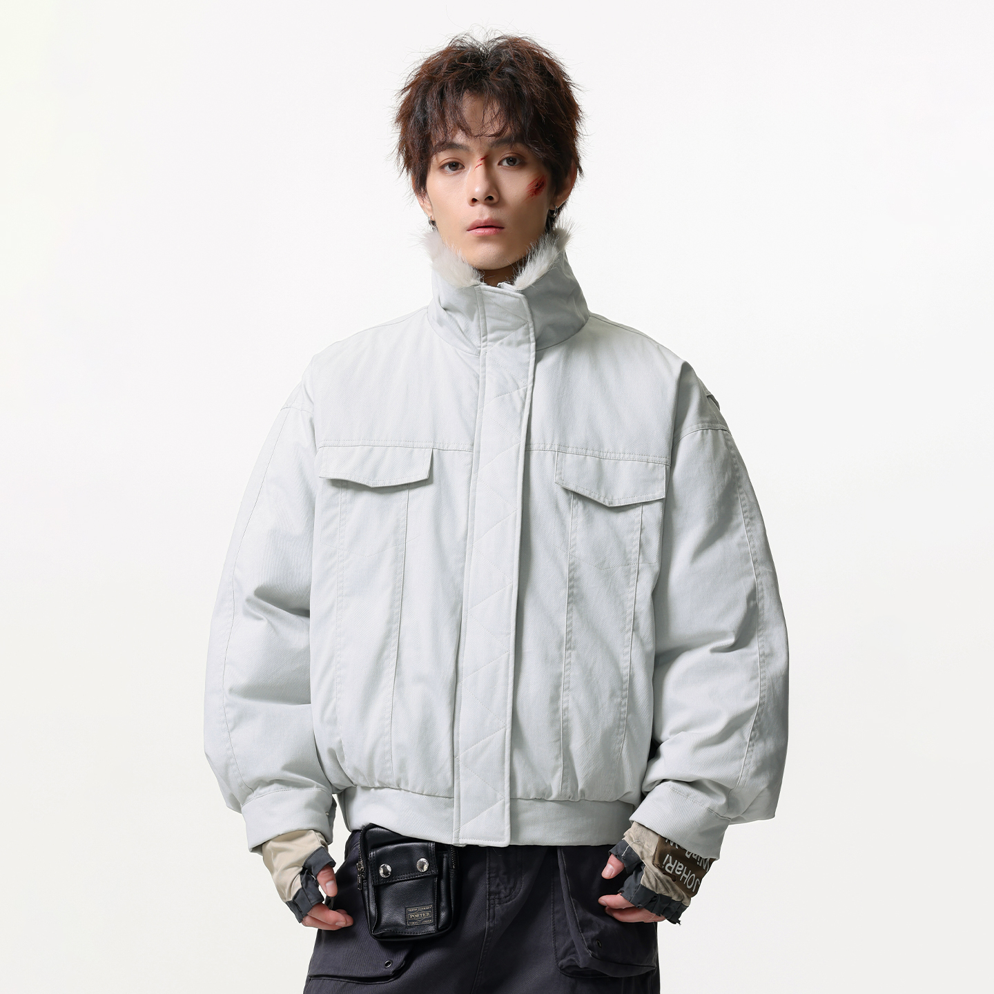 JIINOO美式休闲毛领座山雕外套