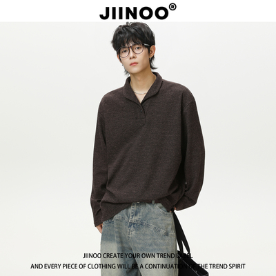 JIINOO猫眼石海鸥领长袖T恤