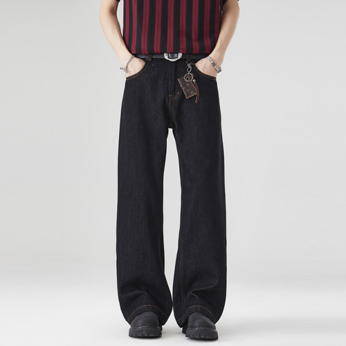 美式原牛宽松阔腿微喇牛仔裤