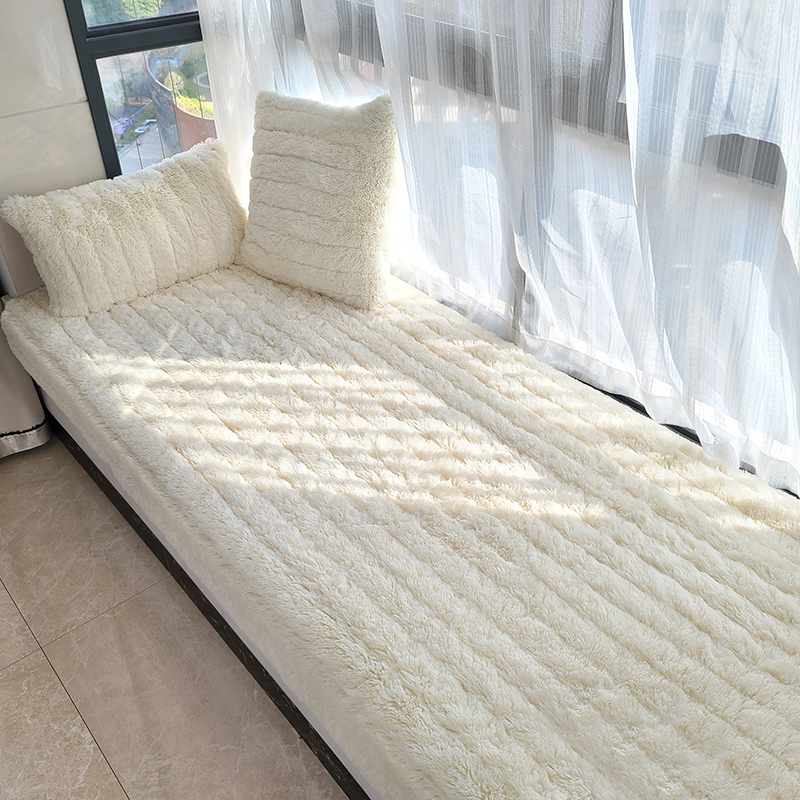 定做小阳台飘窗垫窗台垫公主卧室ins风加厚长毛绒飘窗垫毯可机洗