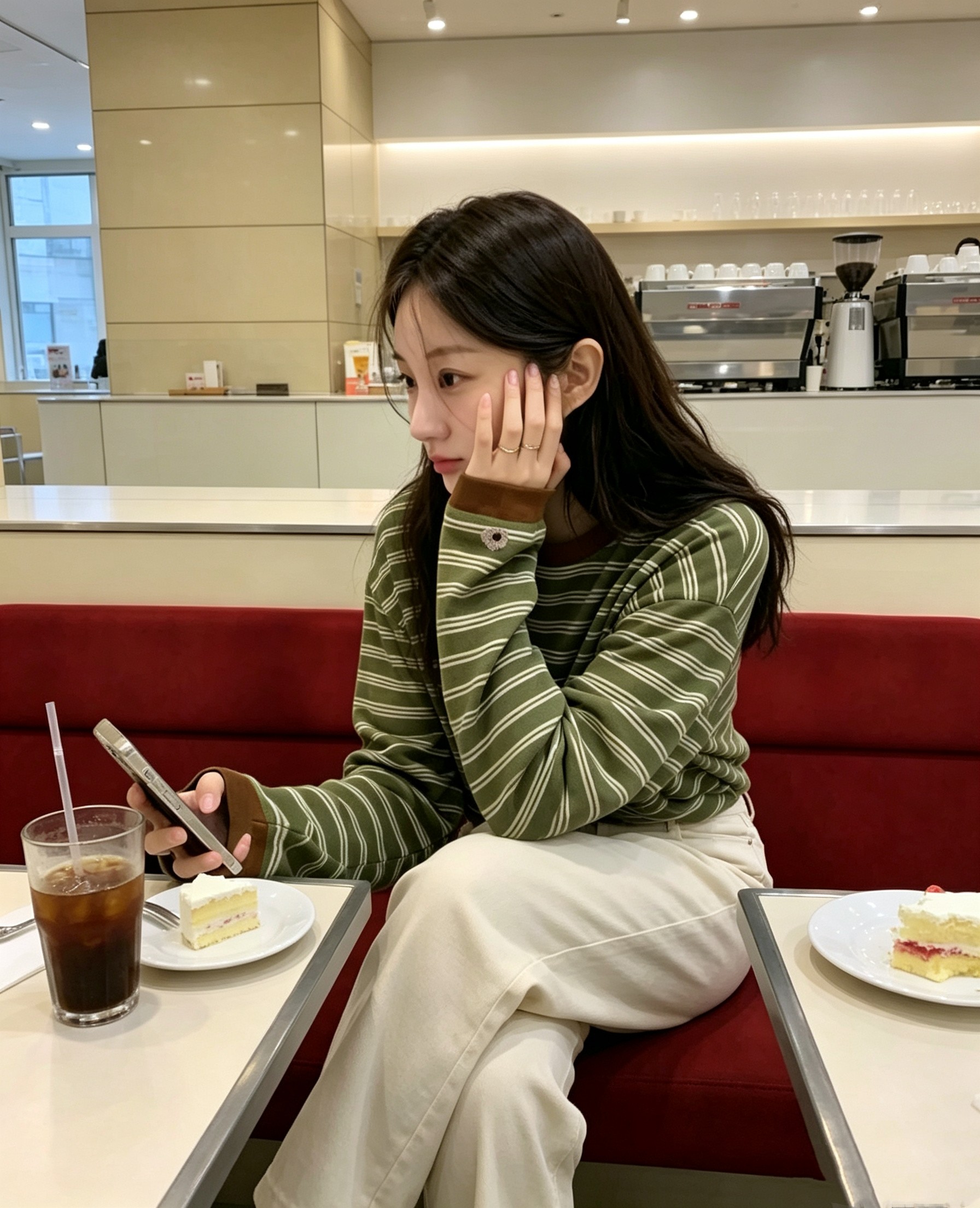 2026韩系撞色圆领条纹打底衫女春秋宽松慵懒风落肩长袖内搭上衣
