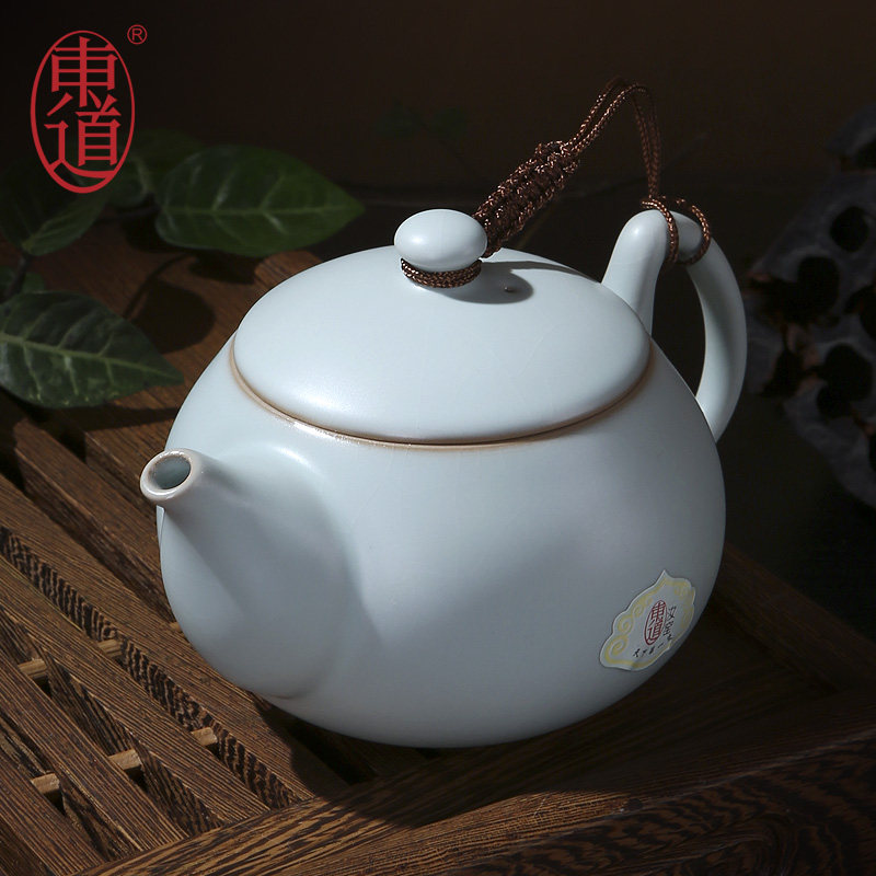 东道汝窑开片茶壶西施壶功夫茶壶坐禅壶单壶精品礼盒装茶礼品