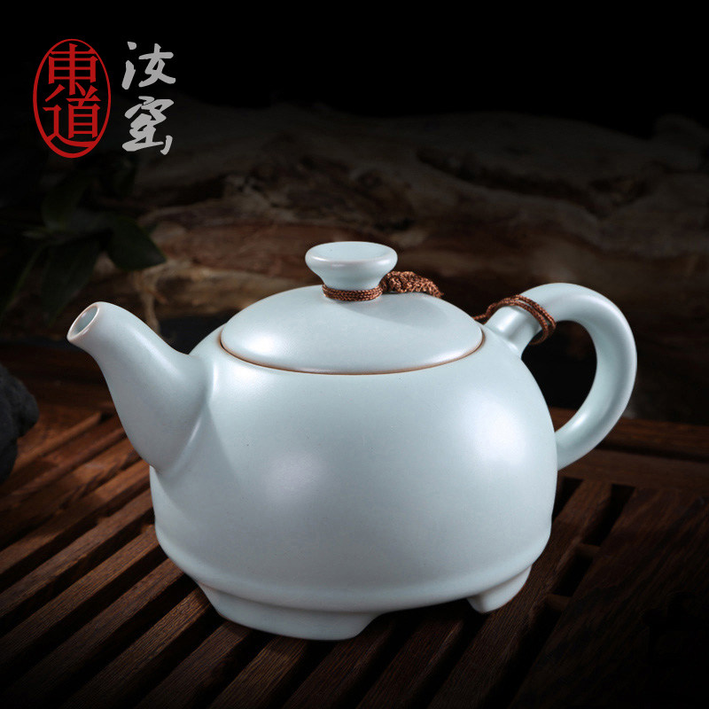 东道汝窑圆融茶壶圆融茶海喜乐茶壶茶海禅思单壶公杯粉靑月白配件