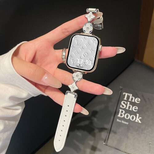 适用VIVOGT2四叶草鎏金皮质表带