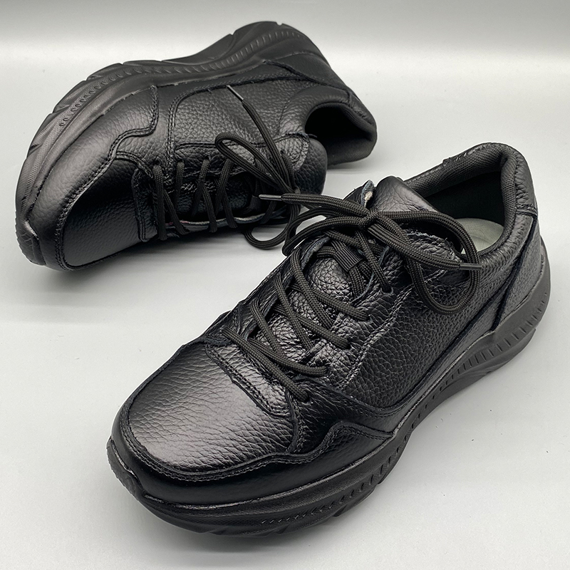 头层牛皮休闲运动男鞋黑色秋冬厚底舒适轻便健步鞋真皮徒步老爹鞋
