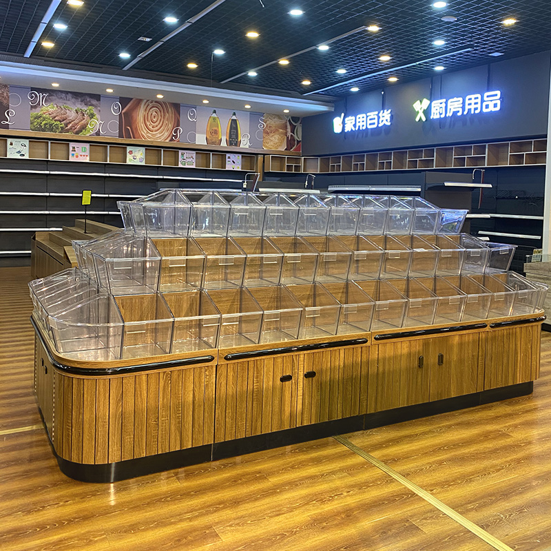 佳晨信超市商场五谷杂粮米斗面钢木干果散货柜零食货架展示米粮桶,商业/办公家具,超市货架,淘宝优惠券,粉丝福利购,淘宝优惠卷