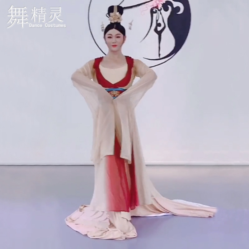 新款古典舞水袖演出服孙科同款婵娟此豸舞蹈服飘逸汉唐古风表演服