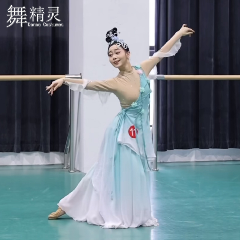 大摆裙飘逸影涧花神舞蹈服古典舞