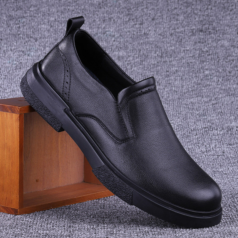 外贸春夏新款男鞋休闲皮鞋真皮软底厚底商务休闲鞋头层牛皮鞋男