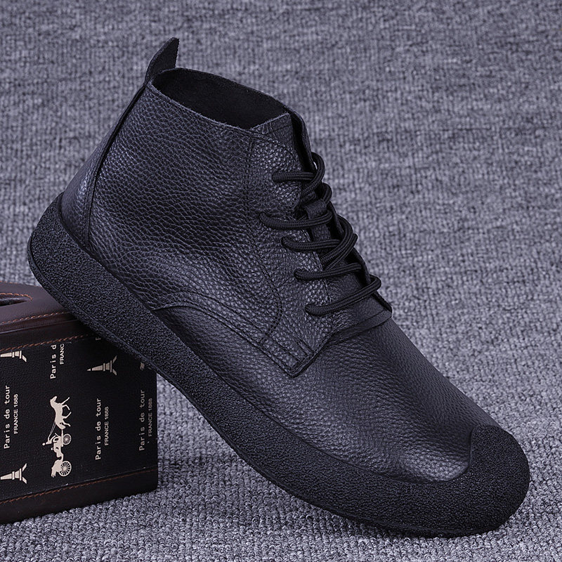 外贸真皮马丁靴男款头层牛皮复古男鞋软底单层牛皮休闲皮鞋男高帮