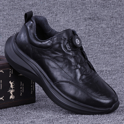 外贸真皮男鞋秋冬新款头层牛皮商务休闲皮鞋超轻软底运动跑步男鞋