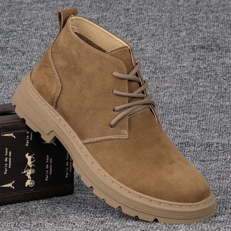 外贸真皮男鞋秋冬新款头层牛皮马丁靴男款复古高帮男士休闲工装鞋