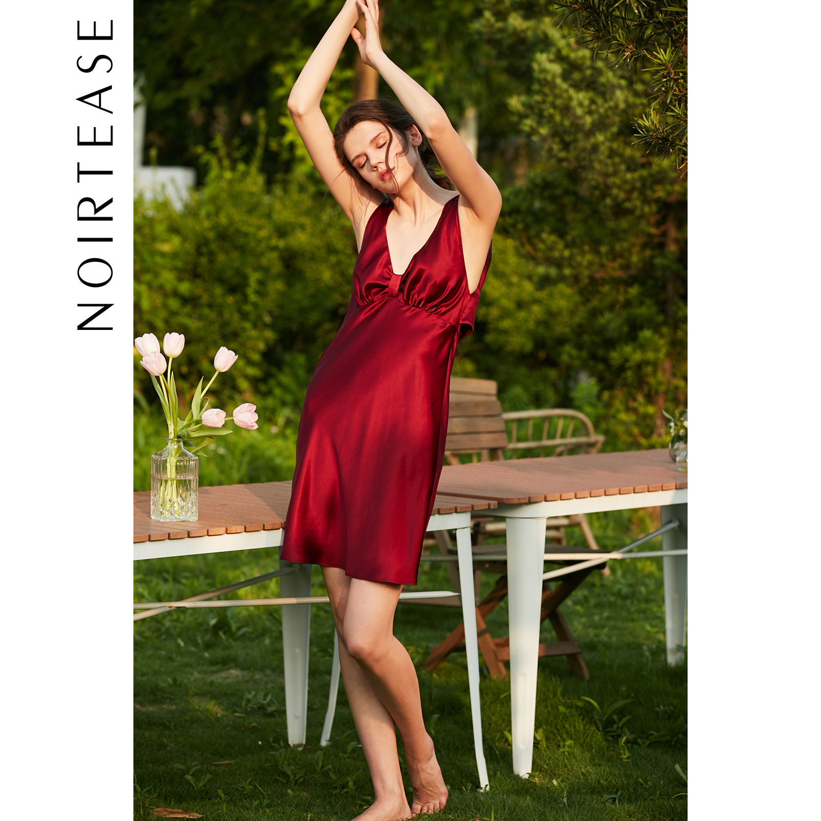 NoirTease奈黎诗纯真丝深v露背性感吊带睡裙可外穿晚礼服睡