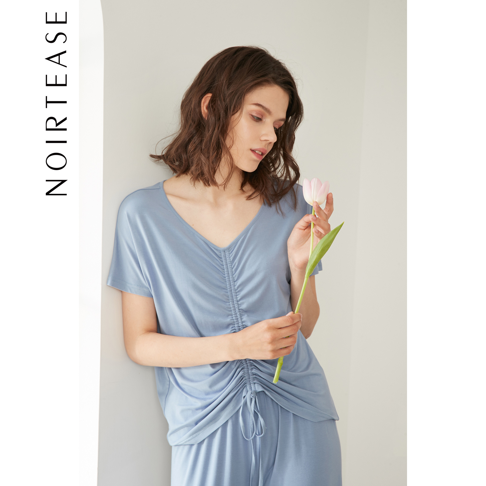 NOIRTEASE薄款短袖抽绳睡衣